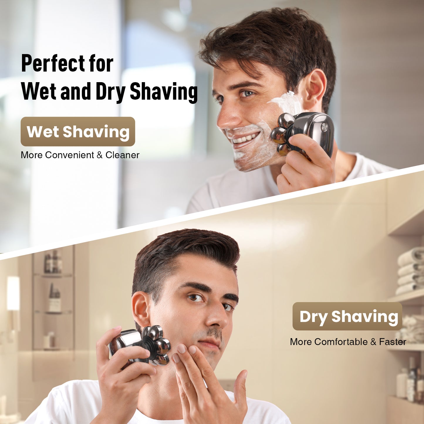 Nogroa Head Shavers for Bald Men, 7D Floating Rotary Electric Shaver, Upgraded 6-in-1 Electric Razor Grooming Kit with Beard Clippers Nose Trimmer, LED Display, IPX6 Waterproof, Wet/Dry