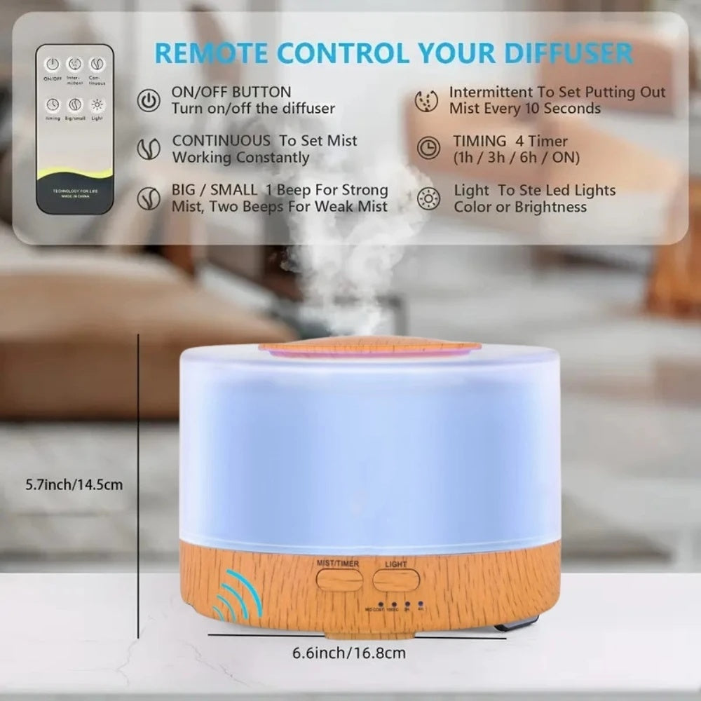 Noahstrong 700ml Essential Oil Diffuser, Oil Diffuser with 7 Colors Timmer Settings Remote Control Cool Mist Air Humidifier for Large Room Home Office