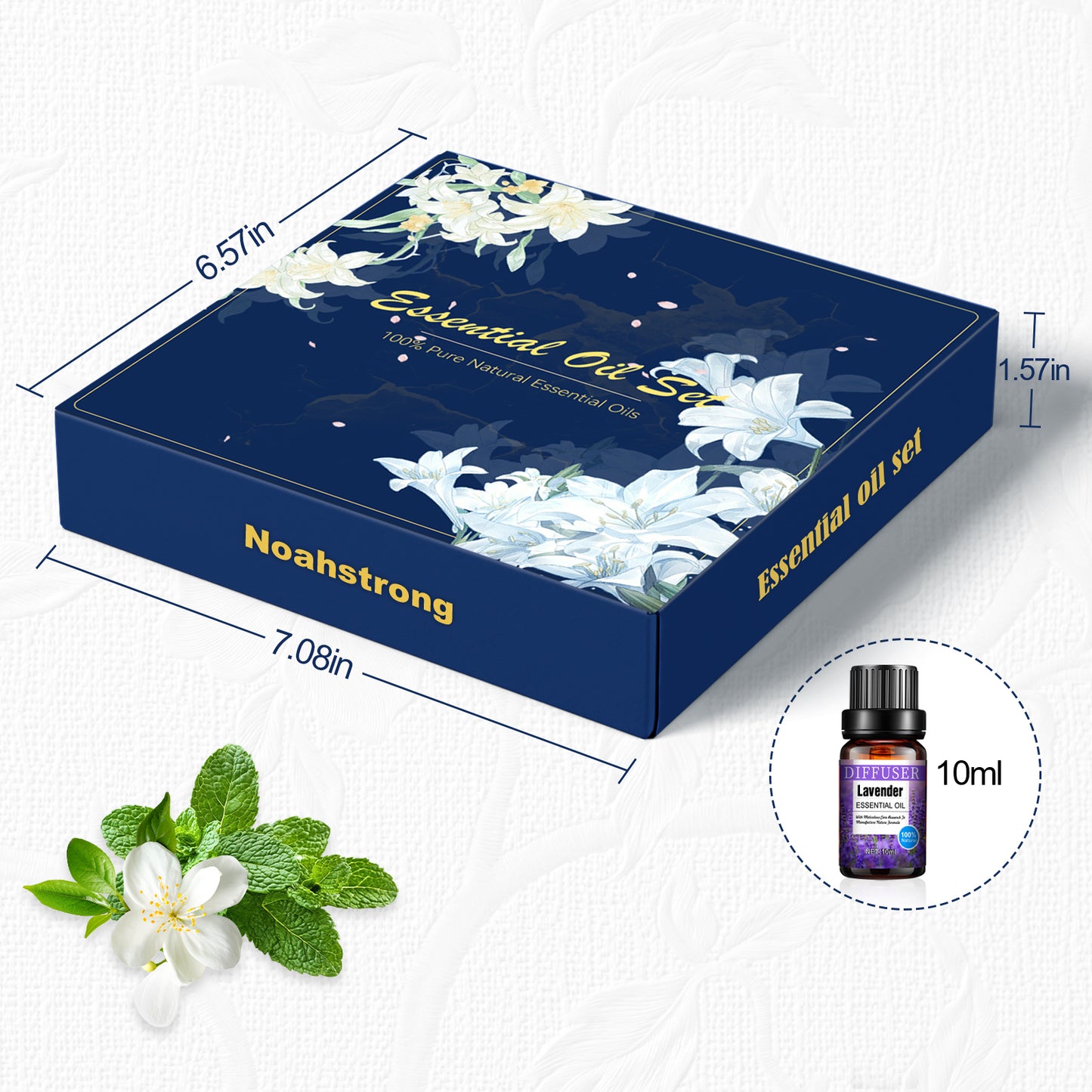 Noahstrong 8x10ml Essential Oil Set, Essential Oils for Diffusers for Home, Aromatherapy Oils Gift Set-Tea Tree, Mint, Jasmine, Vanilla, Lemon, Rose, Orange and Lavender Essential Oils for Women Men