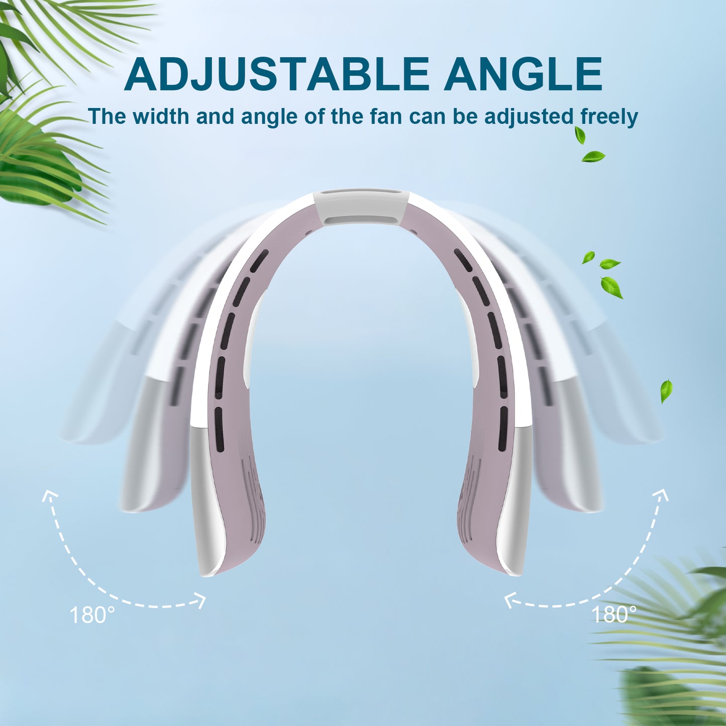 Portable Neck Fan, Hands-Free Personal Fan with 5 Speeds Wearable Bladeless Fan Whisper-Quiet Rechargeable Fan Perfect for Home, Sports, Travel
