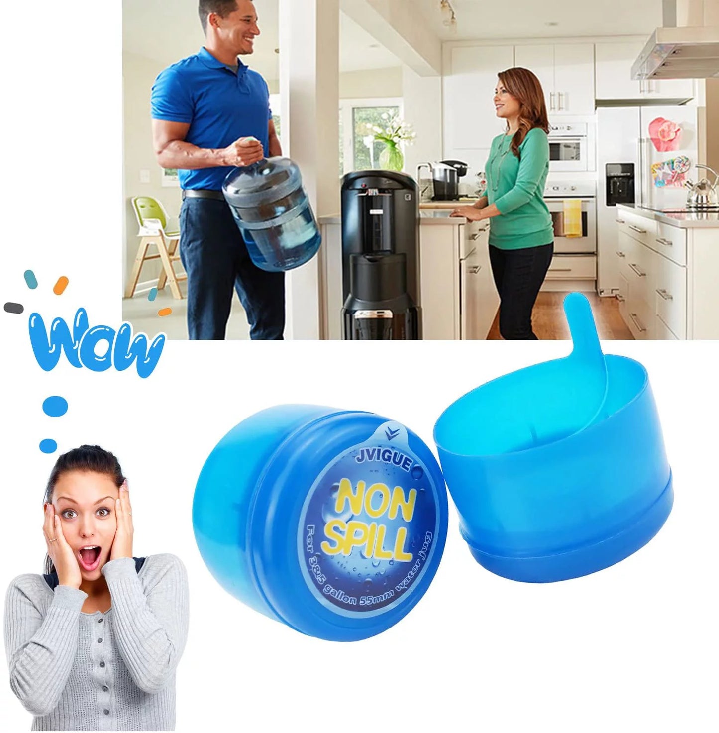 UWANTME 20PCS Reusable Water Jug Lid Replacement for 3 & 5 Gallon, Spill Resistant Silicone Water Bottle Cap