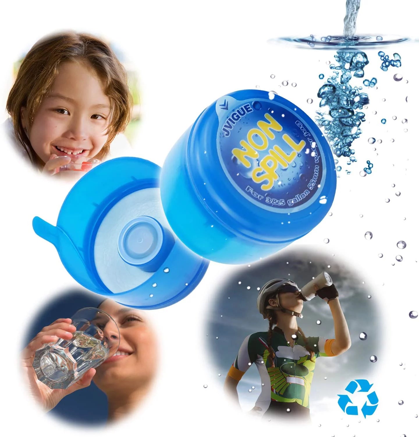 UWANTME 20PCS Reusable Water Jug Lid Replacement for 3 & 5 Gallon, Spill Resistant Silicone Water Bottle Cap