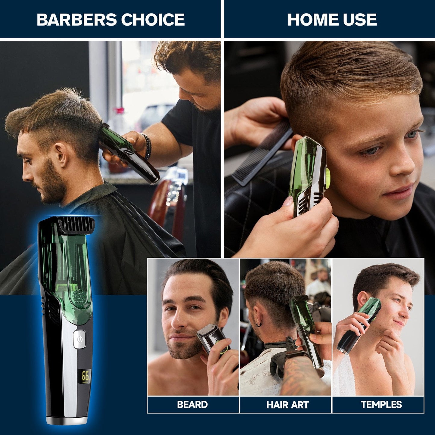 Nogroa Vacuum Beard Trimmer for Men, Cordless Electric Shaver with 20 Trim Setting, Built-in Vacuum Cleaner for Mustache, Sideburns, Facial Hair, Rechargeable, IPX6 Waterproof, with 2 Comb