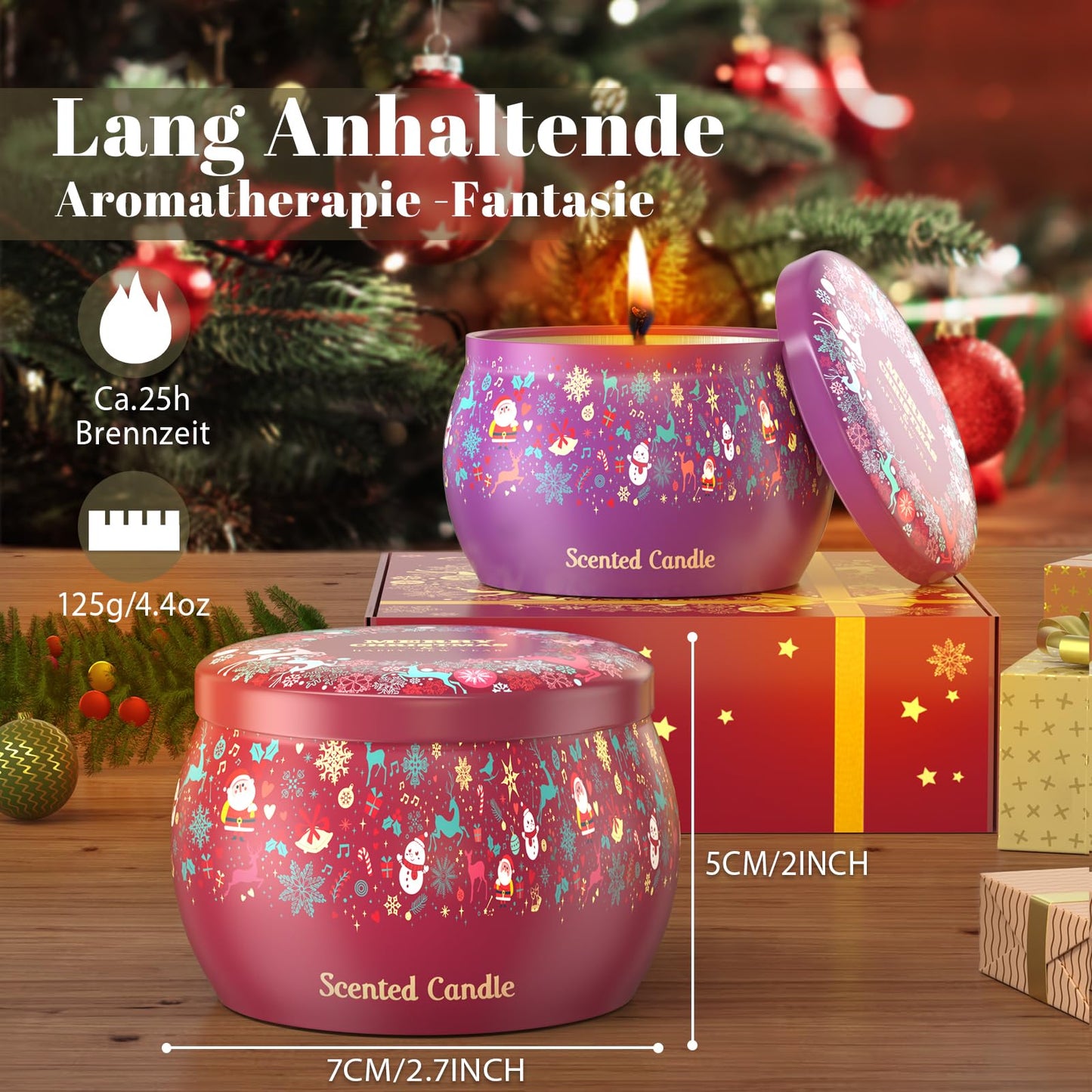 Noahstrong Scented Candles Gift Set: 4-Pack Christmas Aromatherapy Candles, Soy Wax Scented Candle Gift Kit for Women - 4.4 oz Strongly Fragrance Stress Relief for Valentine's Day, Anniversary, Mothe