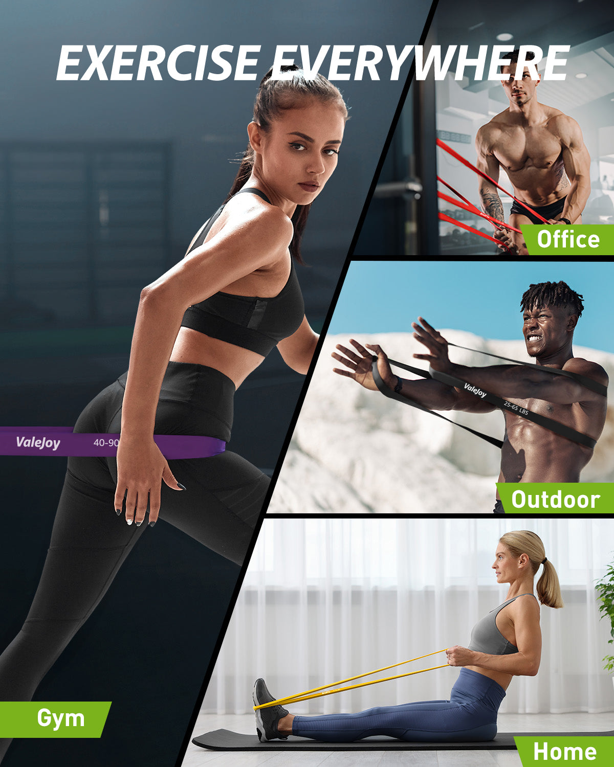 TCVOR Resistance Bands Set (5pcs), Exercise Bands with 5 Resistance Levels-up to 330 lbs, Include Cushioned Handles, Ankle Strap & Carry Bag, Exercise Workout Bands for Training Home Workouts