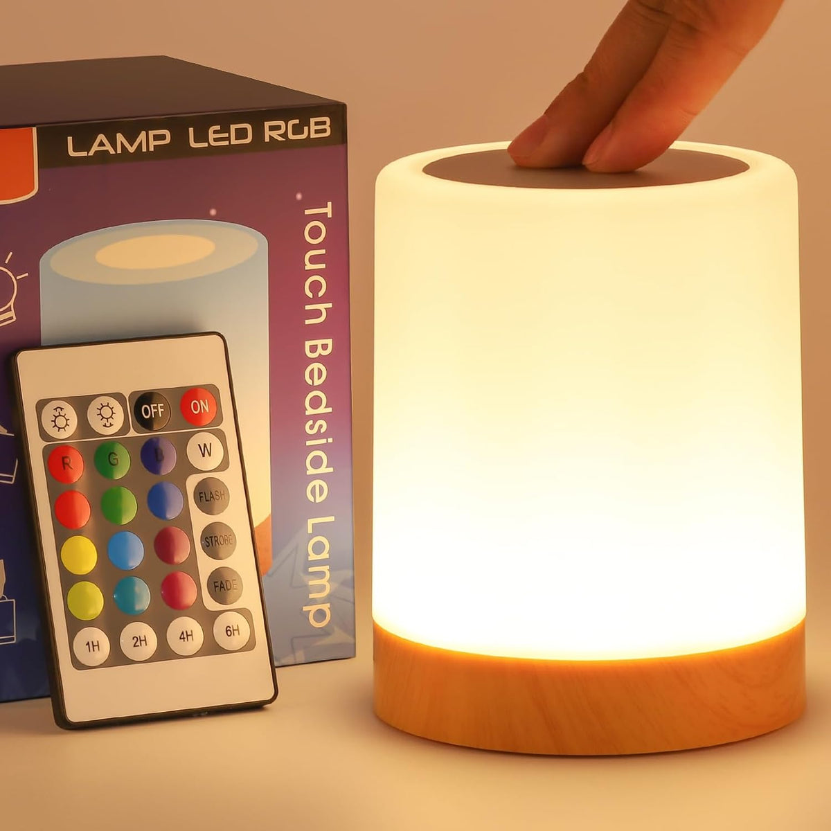 Noahstrong Night Light, 5 Brightness 13 RGB Colors Table Lamps for Bedroom, 3 color Variation Modes Bedside Desk Lamp with USB Port, Portable Small Touch Night Light with Hook for Gatherings, Picnics