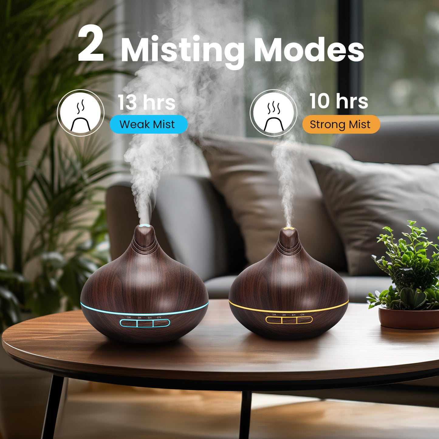 Noahstrong 500ml Essential Oil Diffuser with 8*10ml Nature Essential Oils Set, Woodgrain Aromatherapy Fragrant Oil Air Humidifier with Remote Control for Large Room Bedroom Office Car SPA Yoga