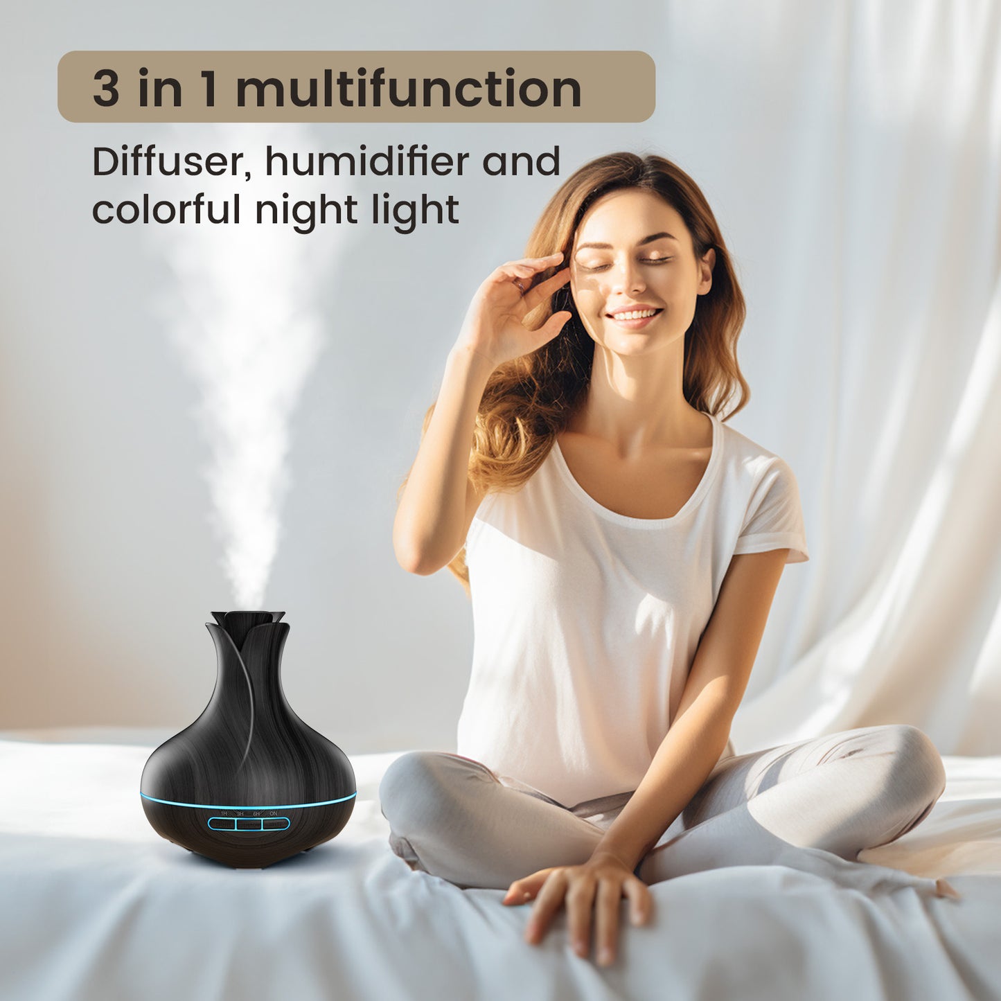 Noahstrong 600ml Essential Oil Diffusers with 8 Essential Oils Set, Vase Shape Aromatherapy Diffusers with Remote Control, Aroma Fragrant Oil Air Humidifier Vaporizer for Large Room Bedroom Office