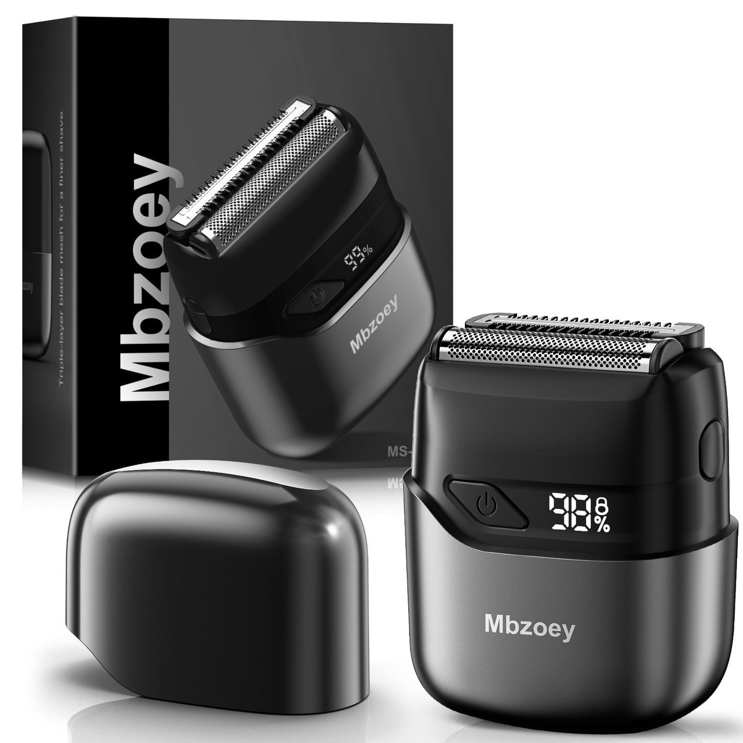 Nogroa Electric Foil Shaver for Men, Double Floating Blade Mini Electric Razor IPX7 Waterproof LED Display Beard Trimmer for Travel