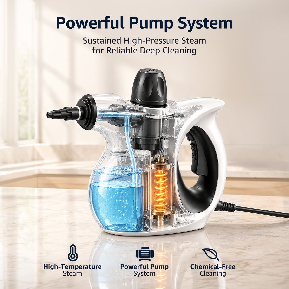 Jionchery Handheld Pressurized Steam Cleaner, 1050W Max Powerful Pump, Portable Steamer with 12 PCS Accessories, High-Temp Multi-Surface Cleaning for Kitchen Bathroom Car Home Use