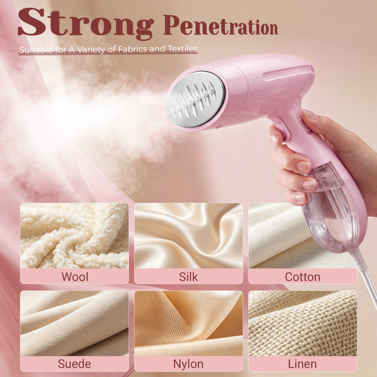 Jionchery Steamer for Clothes, 1500W Foldable Handheld Garment Steamer with Fabric Brush & Measuring Cup, Quick Wrinkle Remover 130ml Handheld Clothes Steamer for Home, Travel