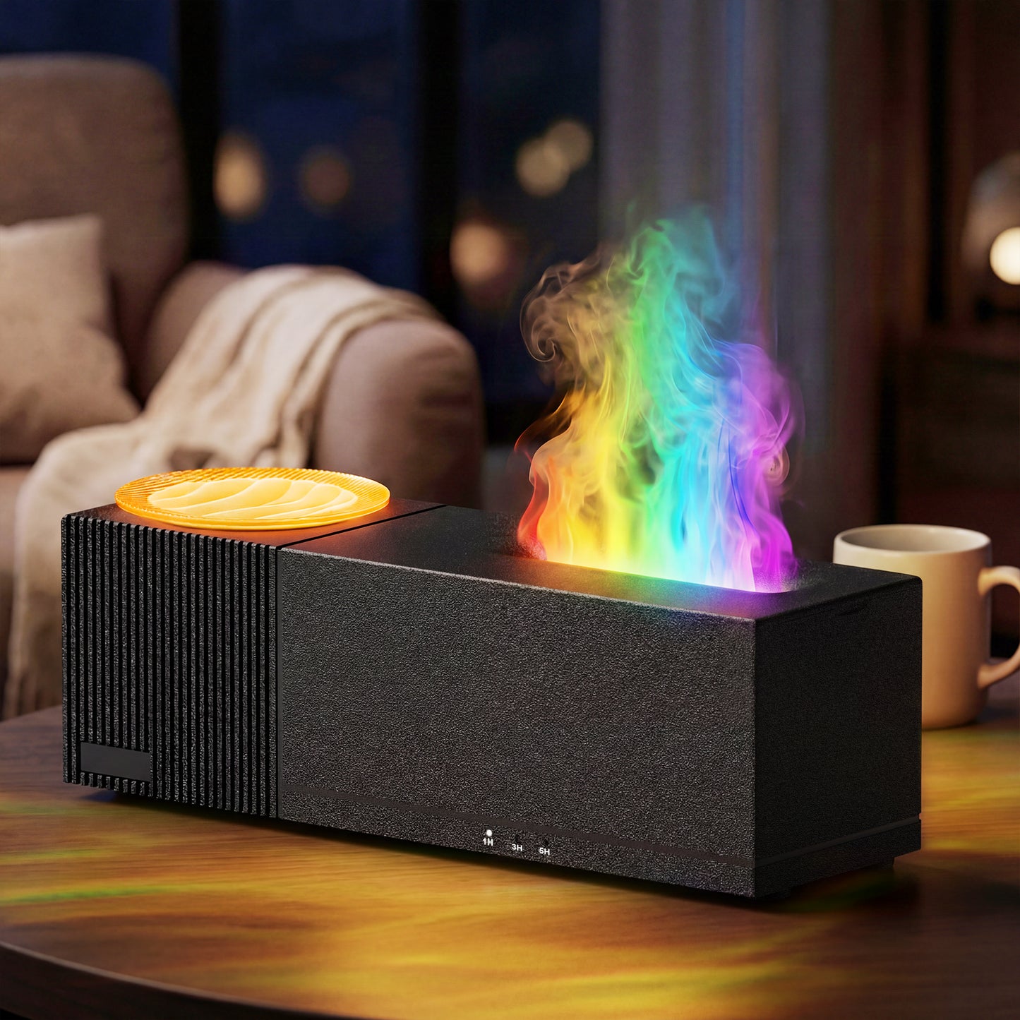 Noahstrong Essential Oil Diffuser, 7-Color Water Ripple Projector Flame Diffuser, Remote Control, 3 Timer Modes & Auto Shut-Off, Aromatherapy Humidifier for Bedroom Home Yoga