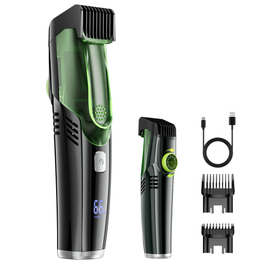 Nogroa Vacuum Beard Trimmer for Men, Cordless Electric Shaver with 20 Trim Setting, Built-in Vacuum Cleaner for Mustache, Sideburns, Facial Hair, Rechargeable, IPX6 Waterproof, with 2 Comb