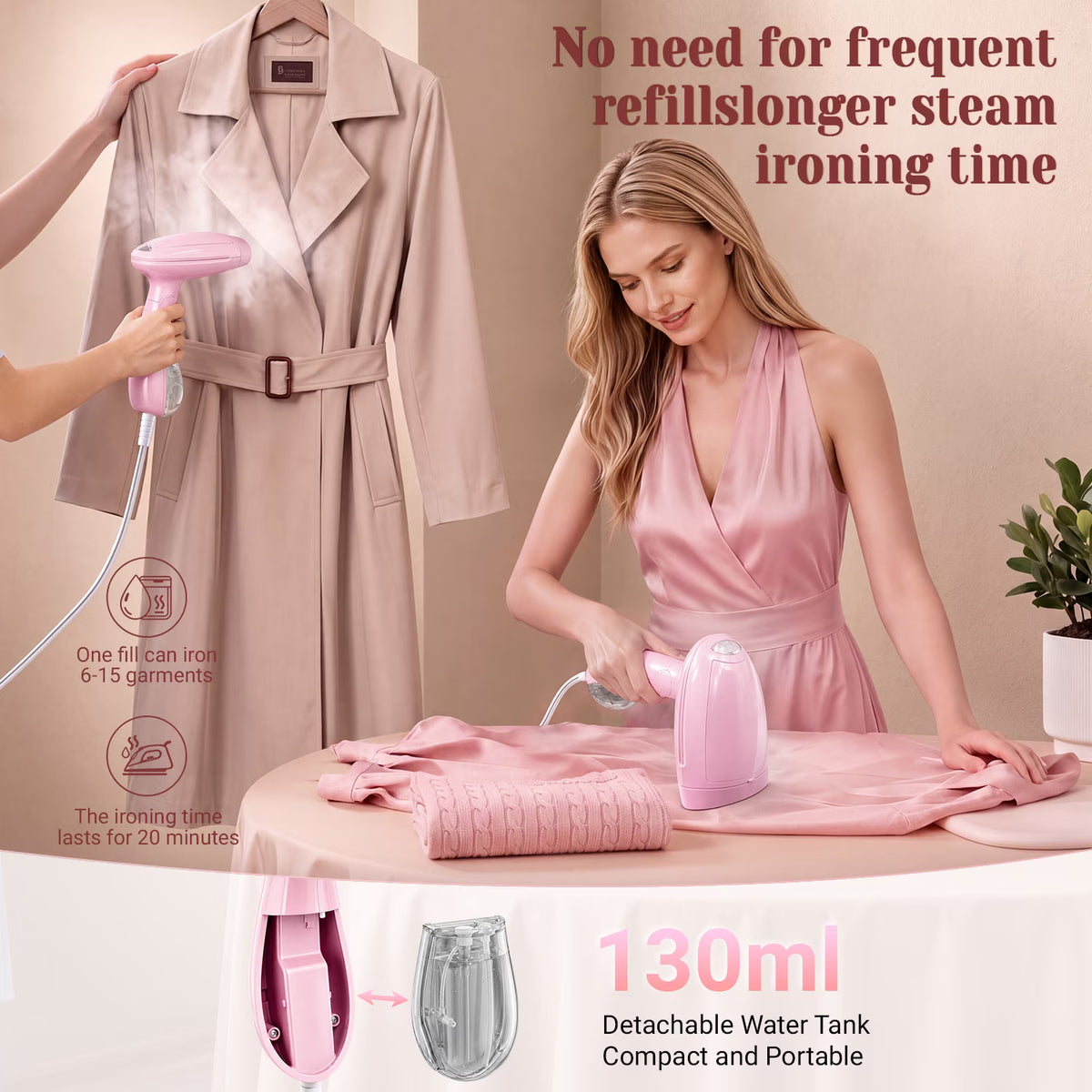 Jionchery Steamer for Clothes, 1500W Foldable Handheld Garment Steamer with Fabric Brush & Measuring Cup, Quick Wrinkle Remover 130ml Handheld Clothes Steamer for Home, Travel