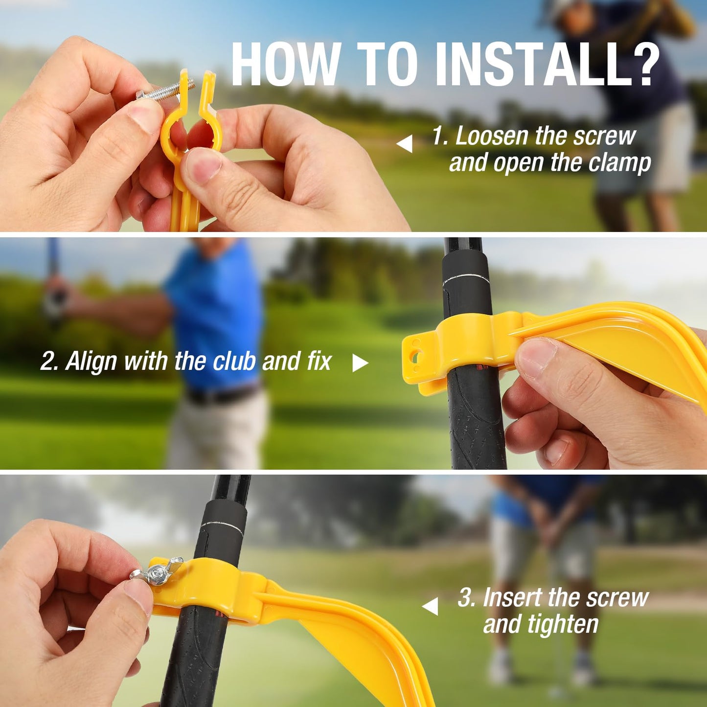 UWANTME Golf Swing Trainer Golf Training Aid to Keep Head Still Swing Correcting Tool for Beginner and Kid, Yellow