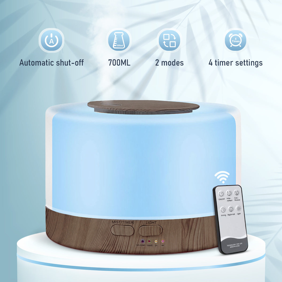 Noahstrong 700ml Essential Oil Diffuser, Black Wood Grain Oil Diffuser with 7 Colors Timer Settings, Remote Control Cool Mist Air Humidifier for Large Room Home Office