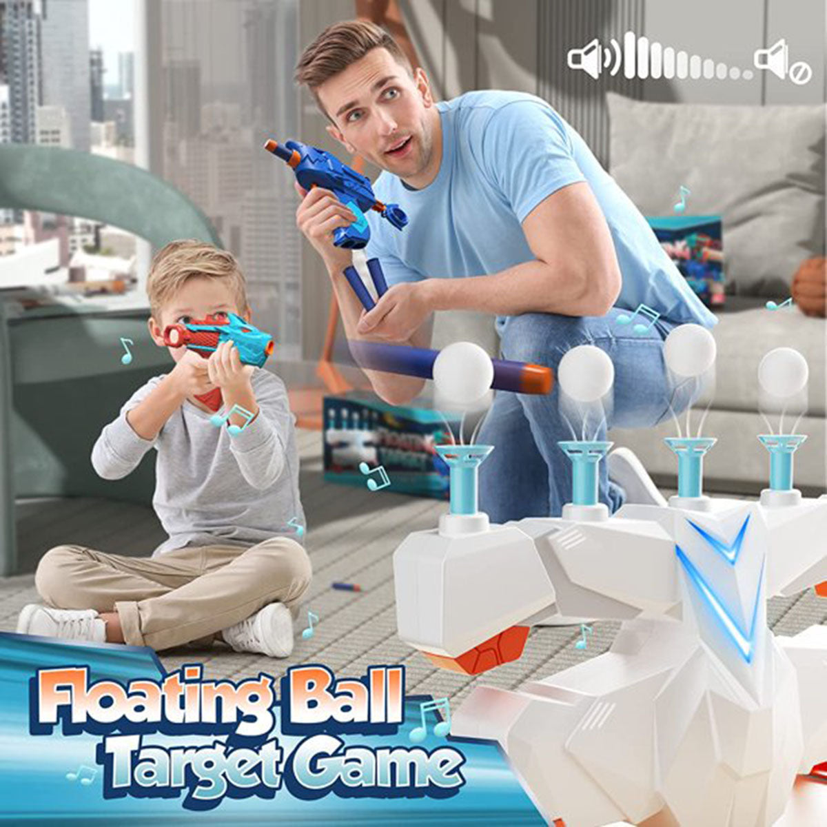 Kids Floating Ball Targets with 2 Foam Shooting Guns Toy, Fun Game Set Wonderful Gifts for Kids