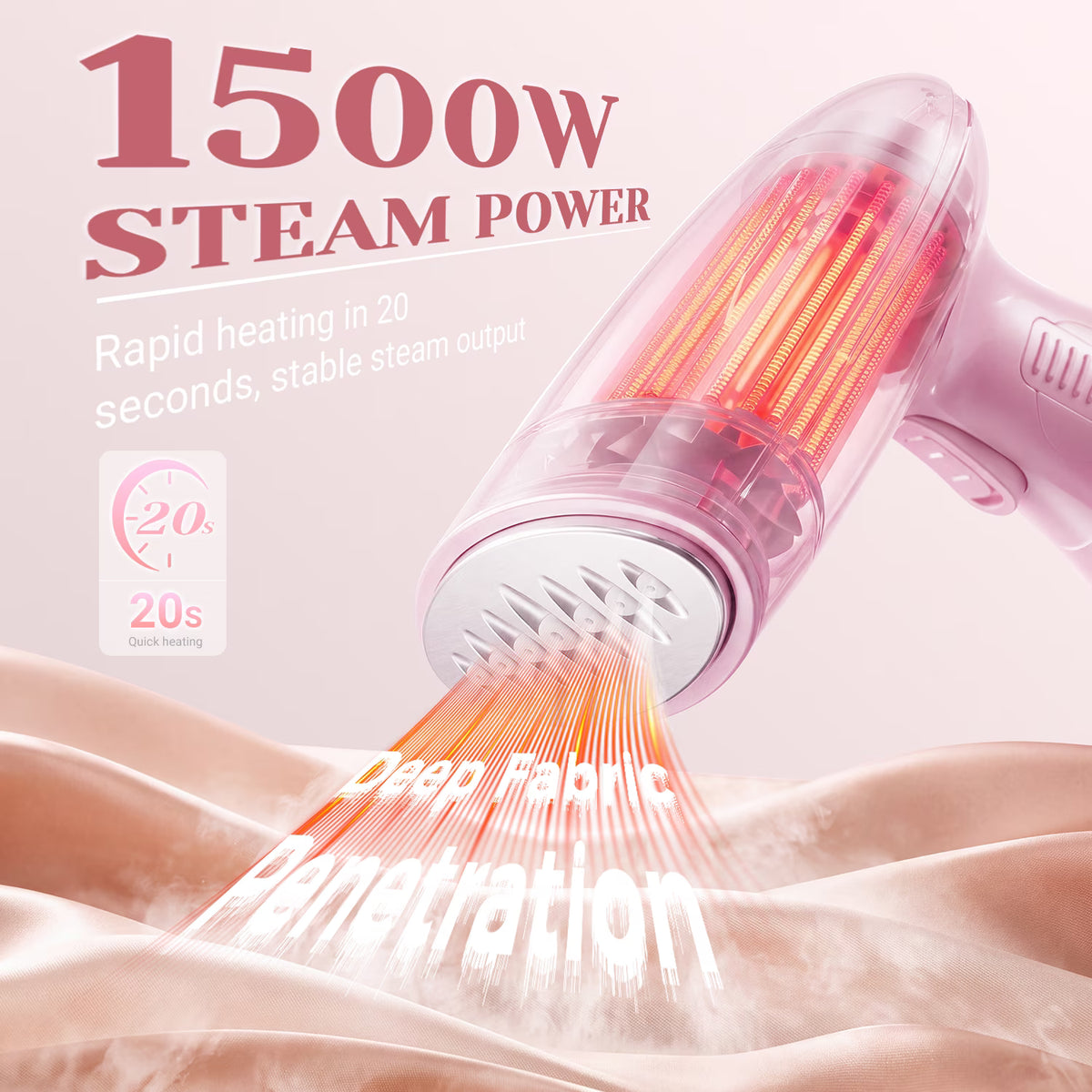 Jionchery Steamer for Clothes, 1500W Foldable Handheld Garment Steamer with Fabric Brush & Measuring Cup, Quick Wrinkle Remover 130ml Handheld Clothes Steamer for Home, Travel