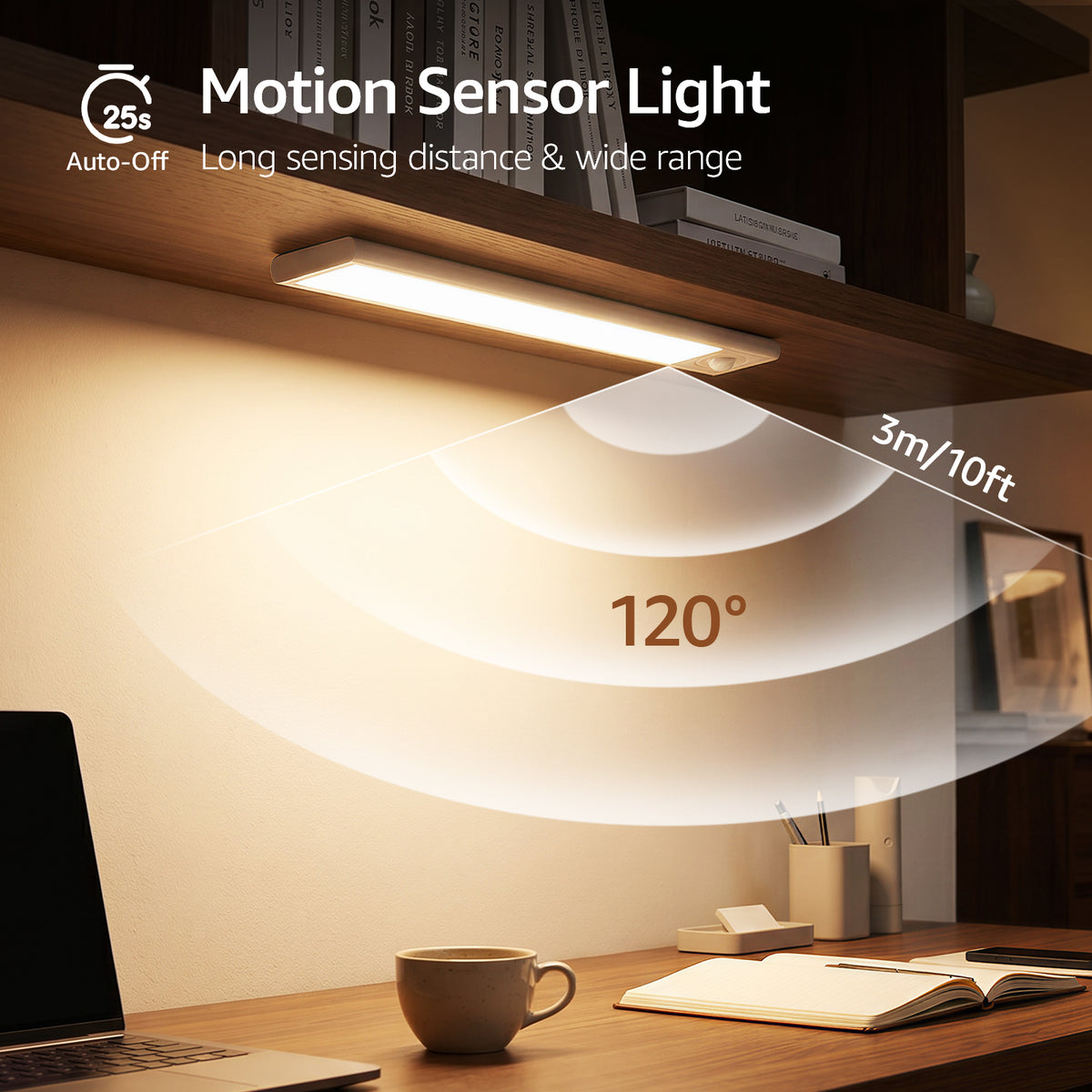 Jionchery Under Cabinet Lighting, 2-Pack Rechargeable Closet Lights with Motion Sensor, 3-Level Dimmable & Magnetic, Wireless Under Counter Lights for Kitchen, Stairs, Hallway