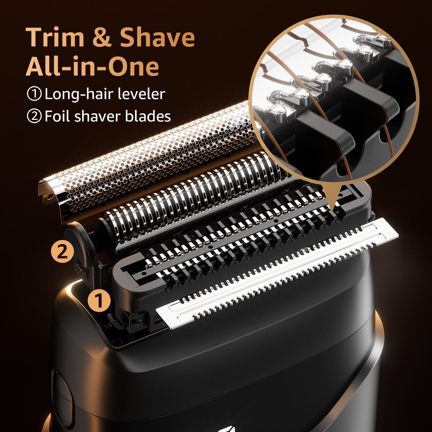 Nogroa Electric Foil Shaver for Men, Double Floating Blade Mini Electric Razor IPX7 Waterproof LED Display Beard Trimmer for Travel