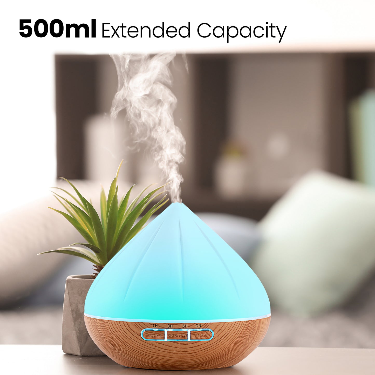 Noahstrong 500ml Essential Oil Diffusers, Petal Shape Aromatherapy Diffusers, Aroma Fragrant Oil Air Humidifier Vaporizer for Large Room Bedroom Office Car SPA Yoga