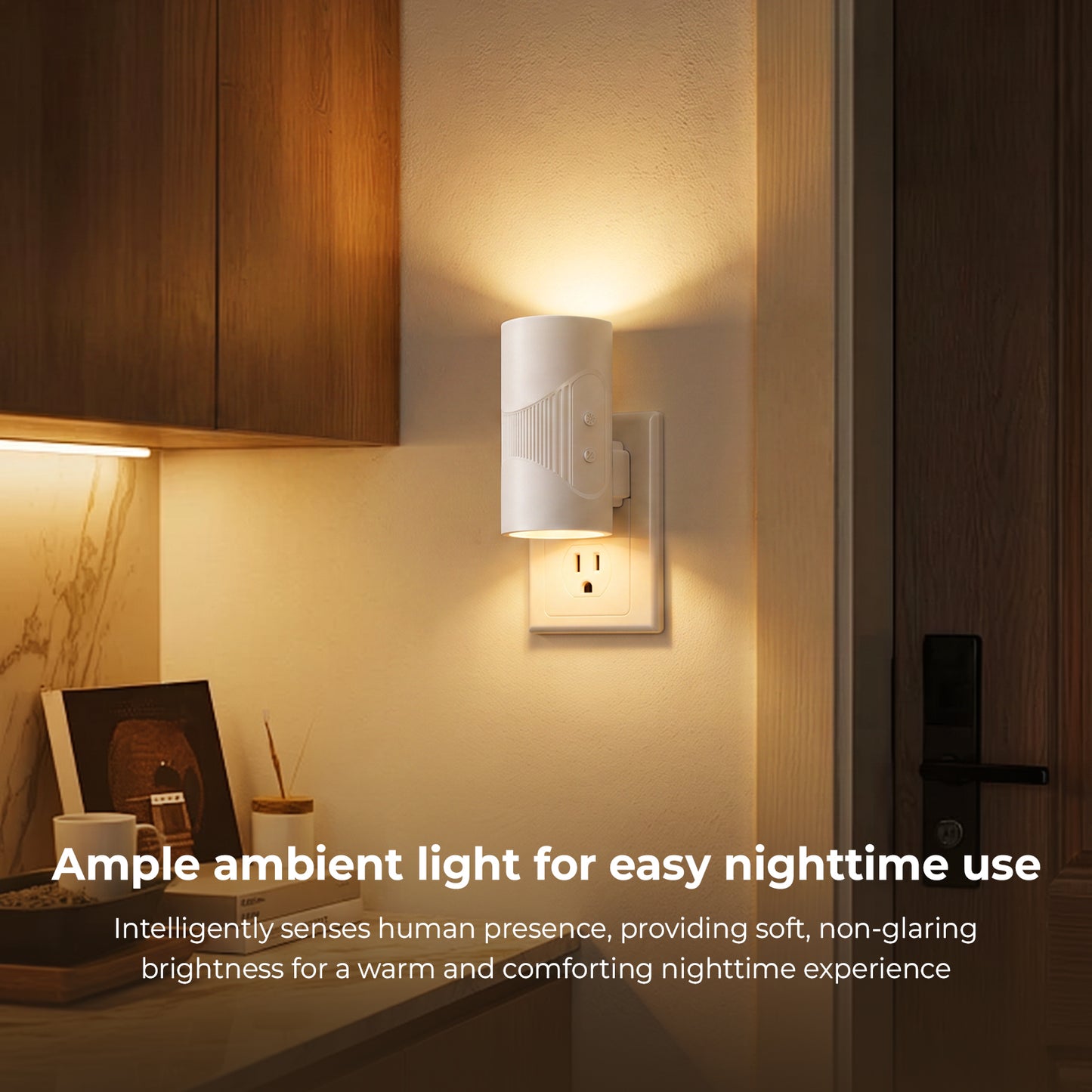 2-Pack LED Night Lights Plug into Wall, 0-100LM Dimmable Wall Nightlight with Auto Dusk-to-Dawn Sensor and Energy-Saving, 3-Color Temperature Plug in Lights for Bedroom, Hallway, Bathroom, Stairs