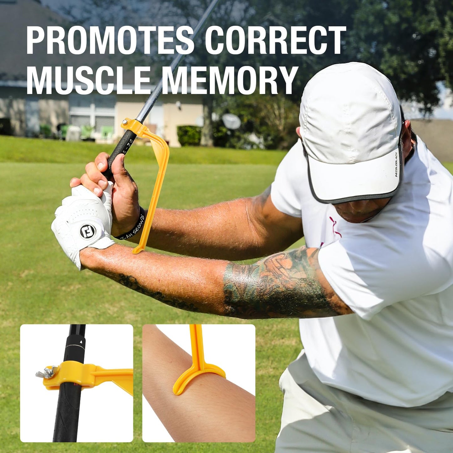 UWANTME Golf Swing Trainer Golf Training Aid to Keep Head Still Swing Correcting Tool for Beginner and Kid, Yellow