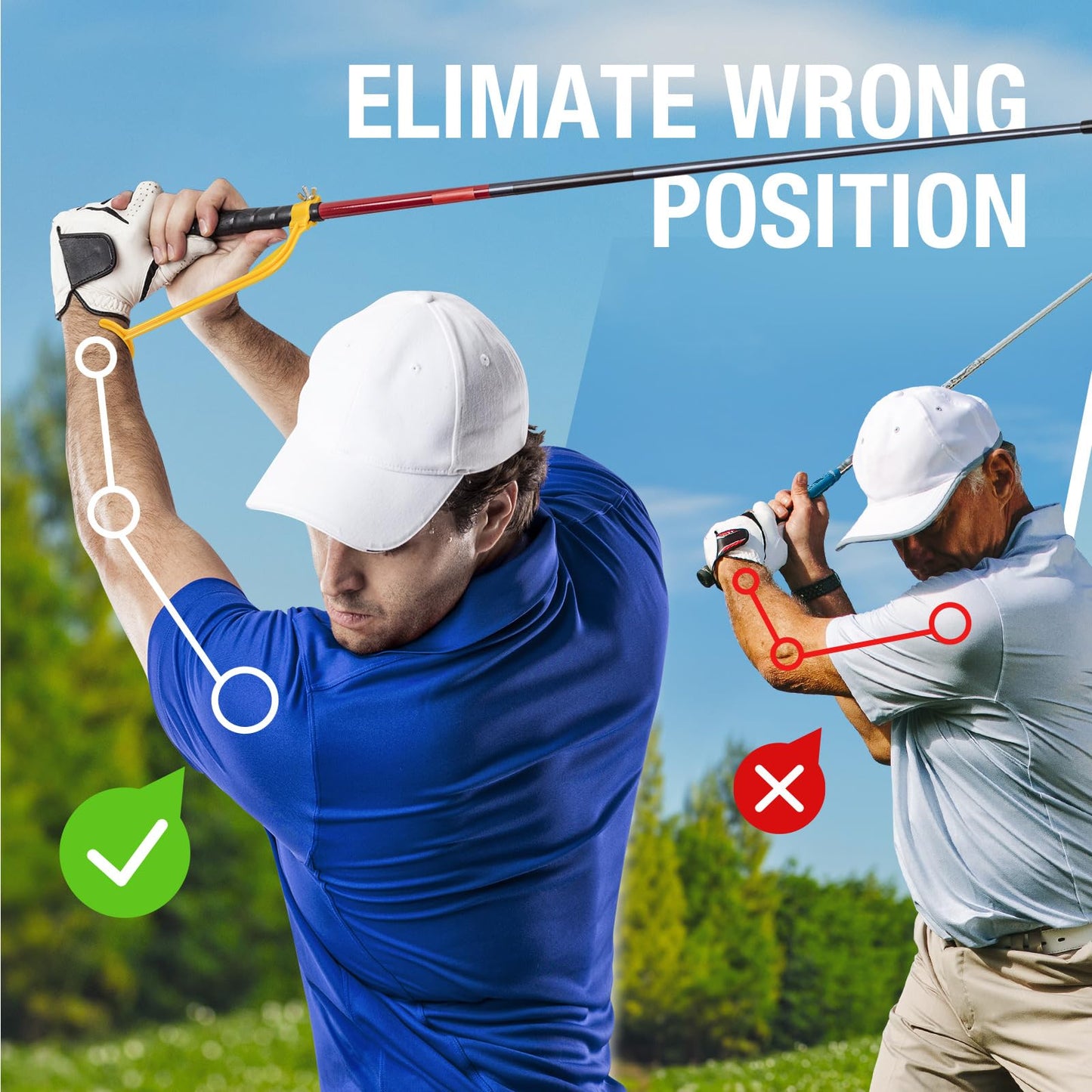 UWANTME Golf Swing Trainer Golf Training Aid to Keep Head Still Swing Correcting Tool for Beginner and Kid, Yellow