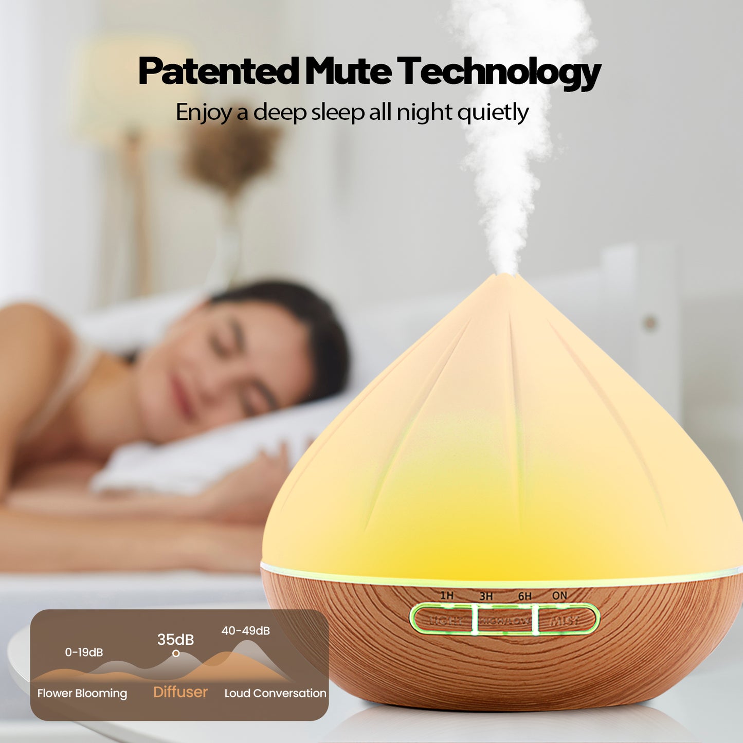 Noahstrong 500ml Essential Oil Diffusers, Petal Shape Aromatherapy Diffusers, Aroma Fragrant Oil Air Humidifier Vaporizer for Large Room Bedroom Office Car SPA Yoga