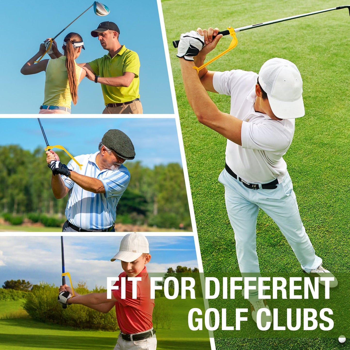 UWANTME Golf Swing Trainer Golf Training Aid to Keep Head Still Swing Correcting Tool for Beginner and Kid, Yellow