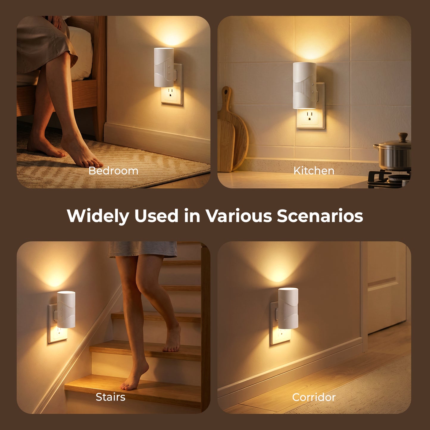 2-Pack LED Night Lights Plug into Wall, 0-100LM Dimmable Wall Nightlight with Auto Dusk-to-Dawn Sensor and Energy-Saving, 3-Color Temperature Plug in Lights for Bedroom, Hallway, Bathroom, Stairs