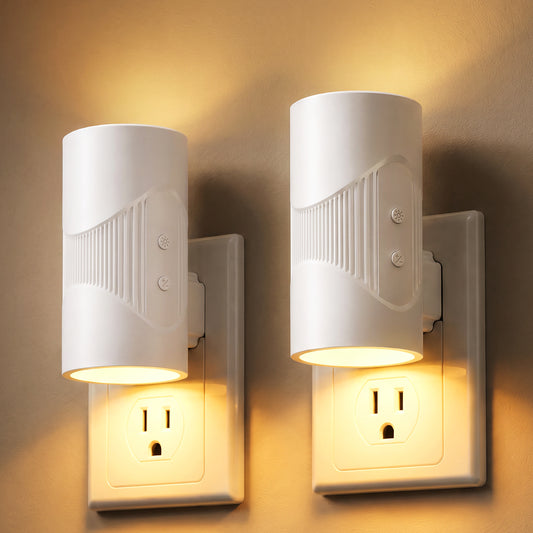 2-Pack LED Night Lights Plug into Wall, 0-100LM Dimmable Wall Nightlight with Auto Dusk-to-Dawn Sensor and Energy-Saving, 3-Color Temperature Plug in Lights for Bedroom, Hallway, Bathroom, Stairs