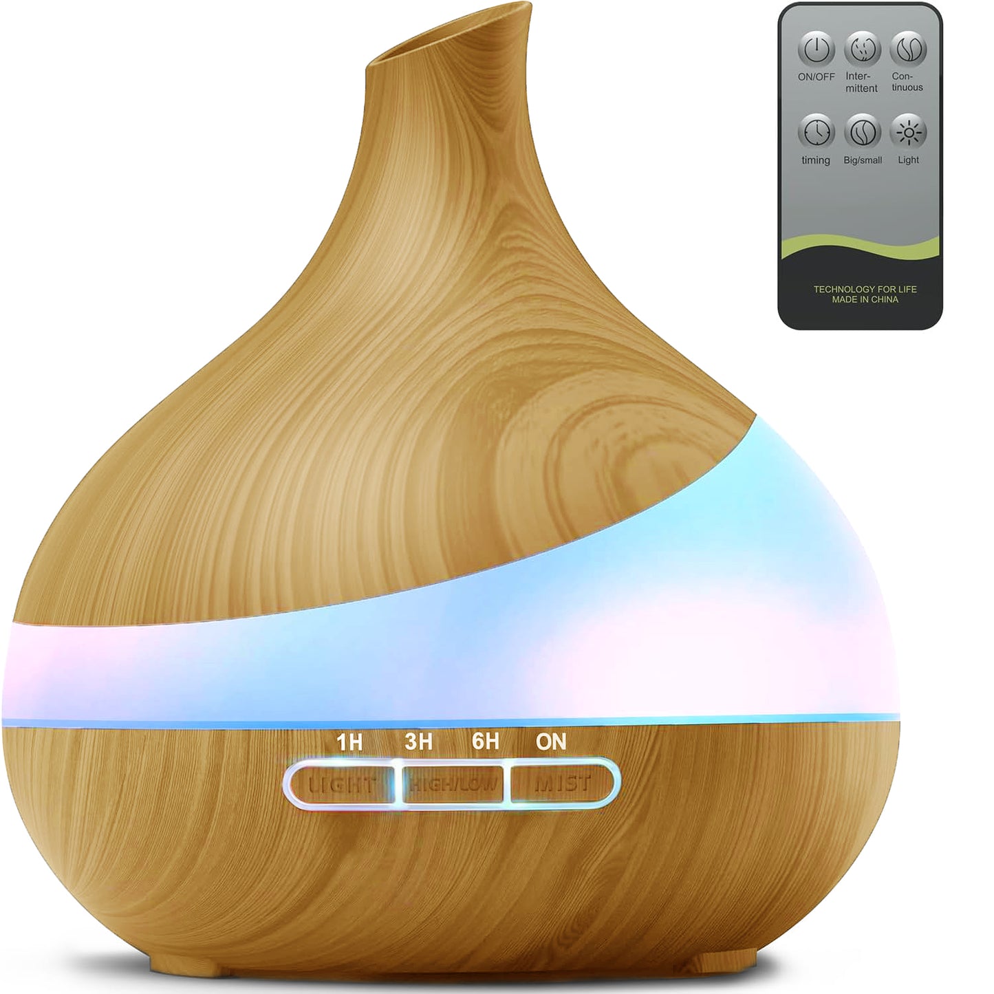 Noahstrong 550ml Essential Oil Diffuser, Brown Wood Oil Diffuser for Large Room Cool Mist Humidifier Air Diffuser with Remote Control
