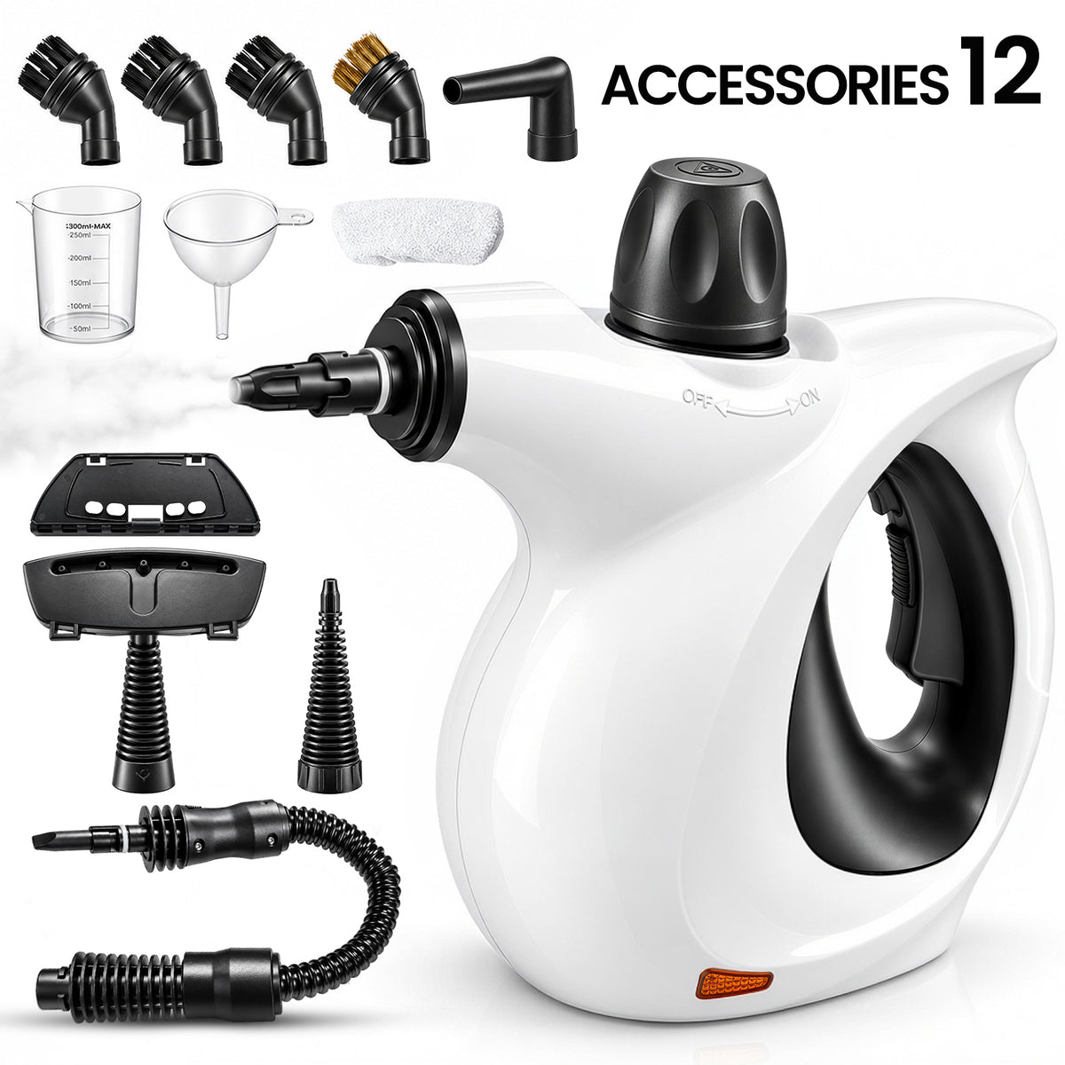 Jionchery Handheld Pressurized Steam Cleaner, 1050W Max Powerful Pump, Portable Steamer with 12 PCS Accessories, High-Temp Multi-Surface Cleaning for Kitchen Bathroom Car Home Use