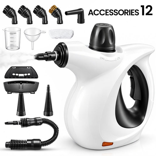 Jionchery Handheld Pressurized Steam Cleaner, 1050W Max Powerful Pump, Portable Steamer with 12 PCS Accessories, High-Temp Multi-Surface Cleaning for Kitchen Bathroom Car Home Use