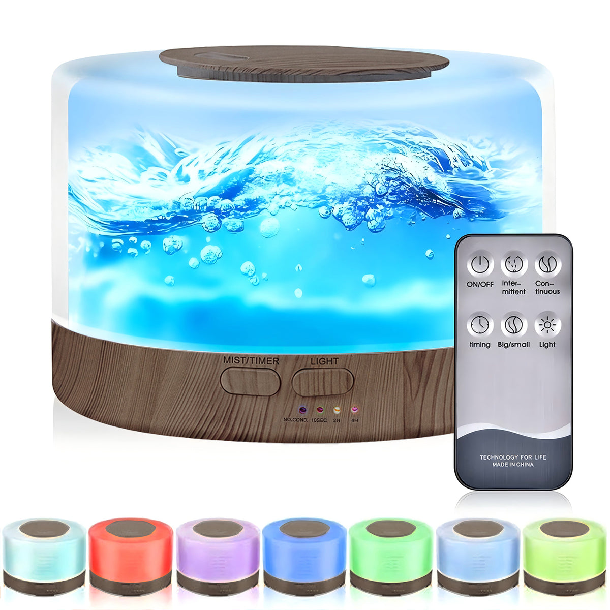 Noahstrong 700ml Essential Oil Diffuser, Black Wood Grain Oil Diffuser with 7 Colors Timer Settings, Remote Control Cool Mist Air Humidifier for Large Room Home Office