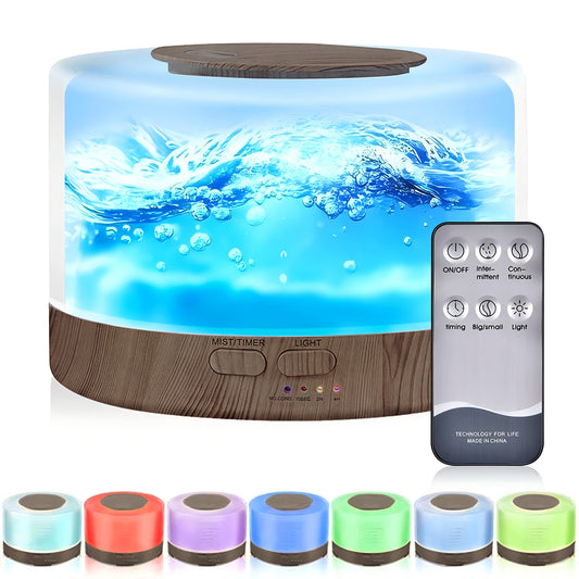 Noahstrong 700ml Essential Oil Diffuser, Black Wood Grain Oil Diffuser with 7 Colors Timer Settings, Remote Control Cool Mist Air Humidifier for Large Room Home Office