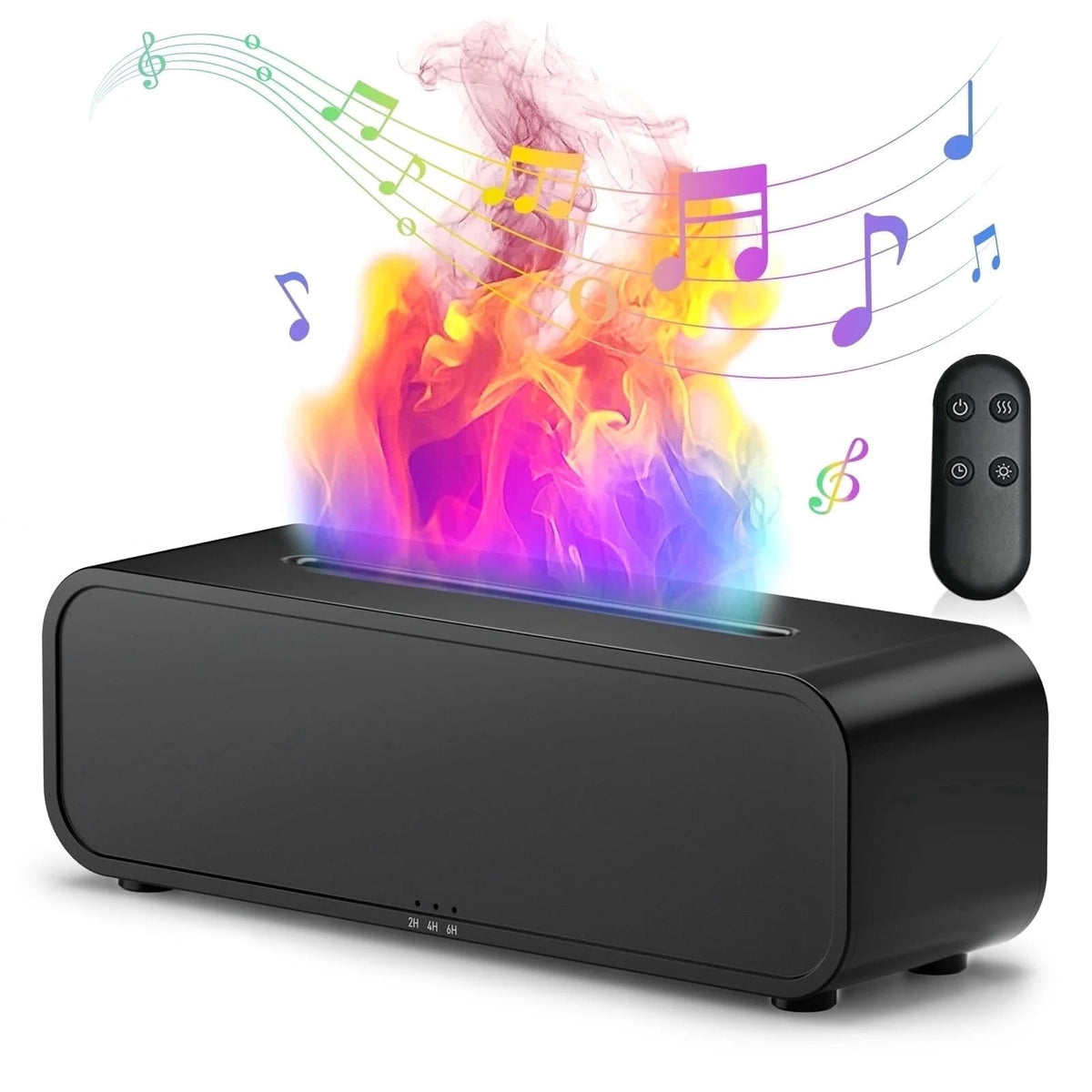 Noahstrong Flame Oil Diffuser Humidifier, 250ml Essential Oil Diffusers for Large Rooms, Dynamic Fire Flame Sound Pickup, Cool Mist Oil Diffuser for Home with 7 Color Lights, Remote Control, Black