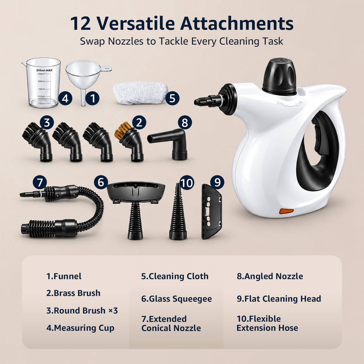 Jionchery Handheld Pressurized Steam Cleaner, 1050W Max Powerful Pump, Portable Steamer with 12 PCS Accessories, High-Temp Multi-Surface Cleaning for Kitchen Bathroom Car Home Use