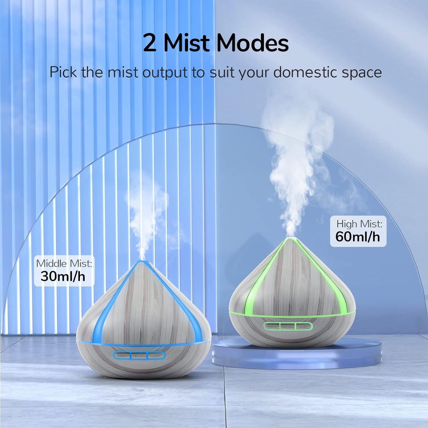 Noahstrong 500 ML Scented Oil Diffusers with 8 Essential Oils Set, Aromatherapy Diffusers Air Freshener, Humidifiers with Remote Control, 4 Timer, Auto-waterless Shut-Off for Bedroom, Large Room