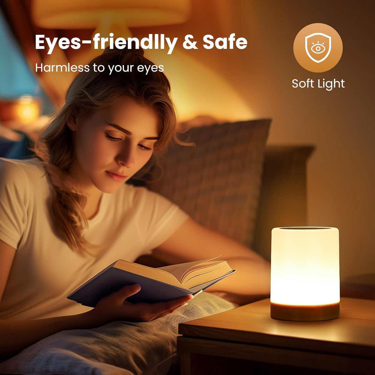 Noahstrong Night Light, 5 Brightness 13 RGB Colors Table Lamps for Bedroom, 3 color Variation Modes Bedside Desk Lamp with USB Port, Portable Small Touch Night Light with Hook for Gatherings, Picnics