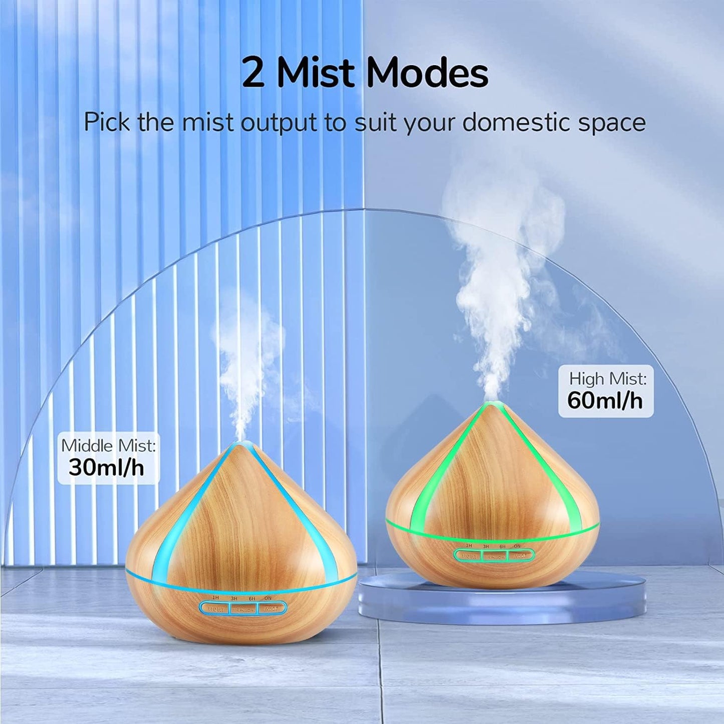 Noahstrong 500 ML Scented Oil Diffusers with 8 Essential Oils Set, Aromatherapy Diffusers Air Freshener, Humidifiers with Remote Control, 4 Timer, Auto-waterless Shut-Off for Bedroom, Large Room