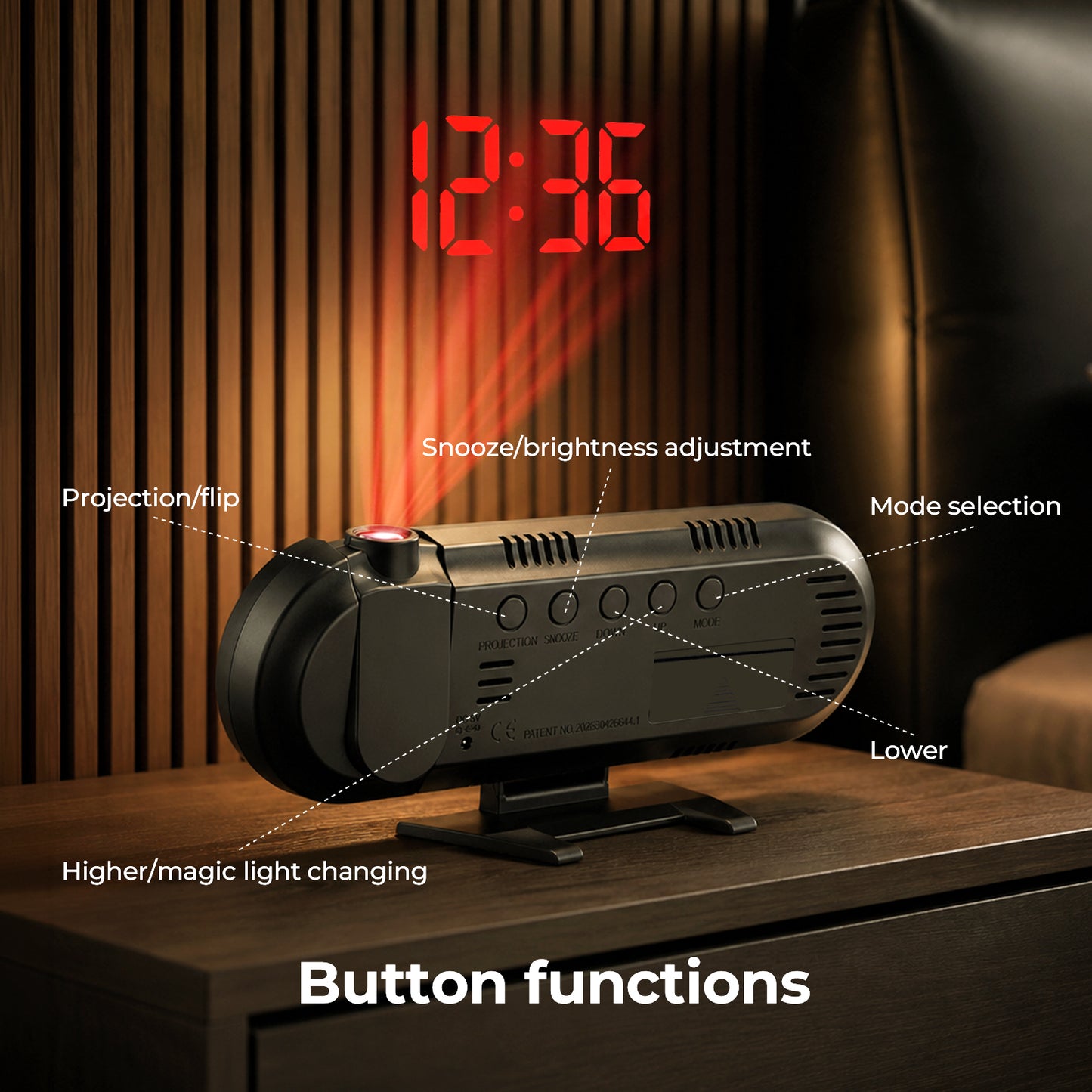 Jionchery Projection Alarm Clock for Heavy Sleepers, Extra-Loud Bedside Digital Clock with Large Display, RGB Night Light with Snooze & Adjustable Brightness, Customizable Alarm for Kids Adults