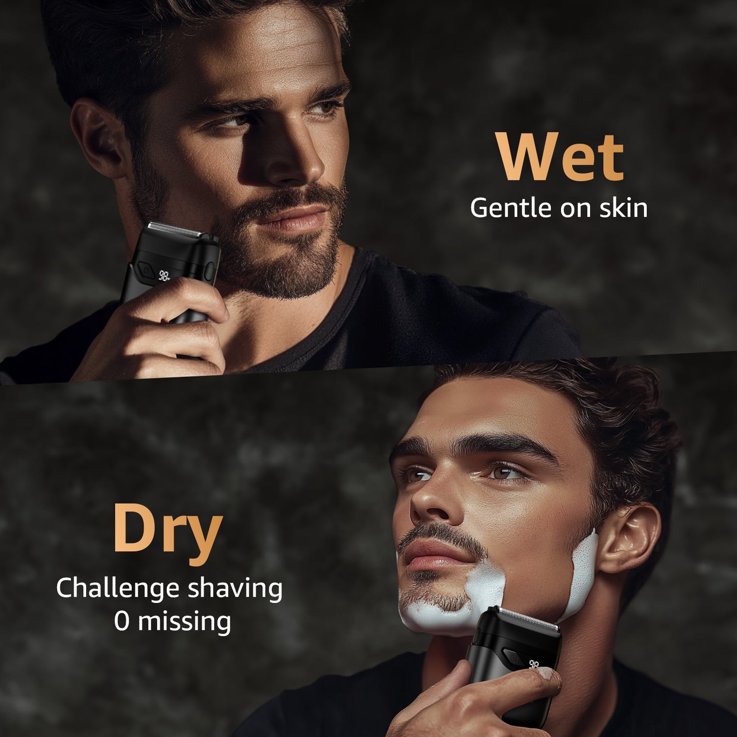 Nogroa Electric Foil Shaver for Men, Double Floating Blade Mini Electric Razor IPX7 Waterproof LED Display Beard Trimmer for Travel