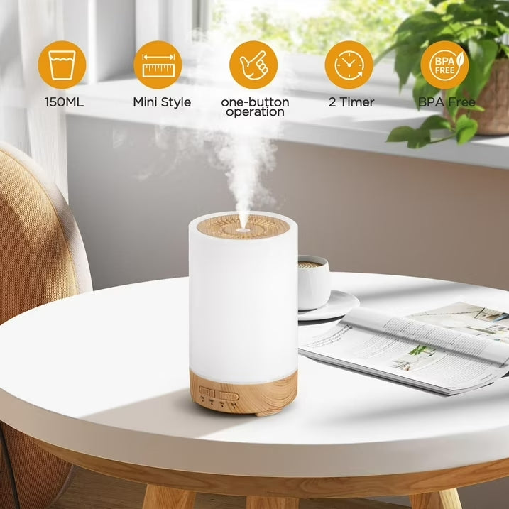 Noahstrong Essential Oil Diffuser, 150ml 7 Colors Oil Diffuser with Night Light Timer Waterless Auto-off Portable Cool Mist Air Humidifier for Bedroom Home