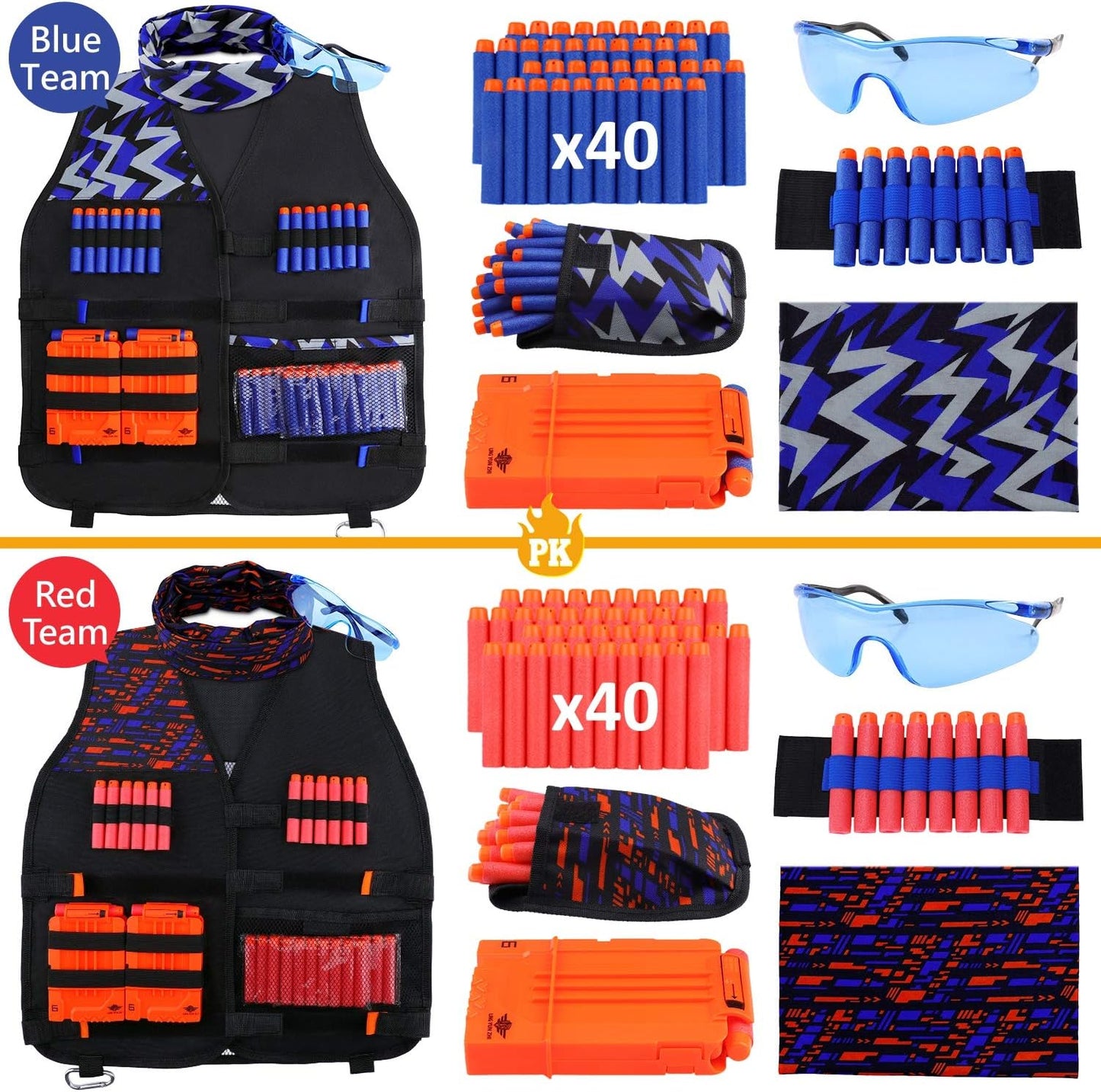 UWANTEDME Hoot 2 Pack Kids Tactical Vest Kit for Nerf N-Strike Elite Series for Boys Girls