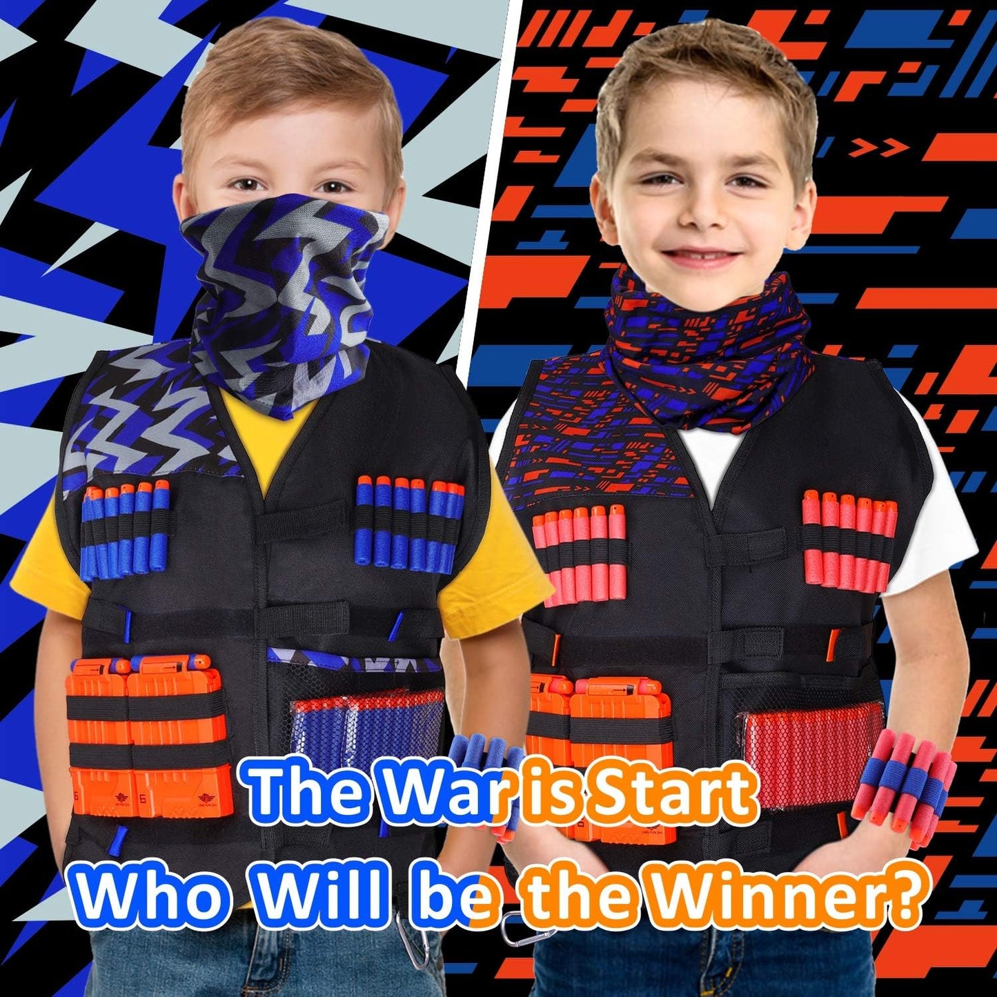 UWANTEDME Hoot 2 Pack Kids Tactical Vest Kit for Nerf N-Strike Elite Series for Boys Girls