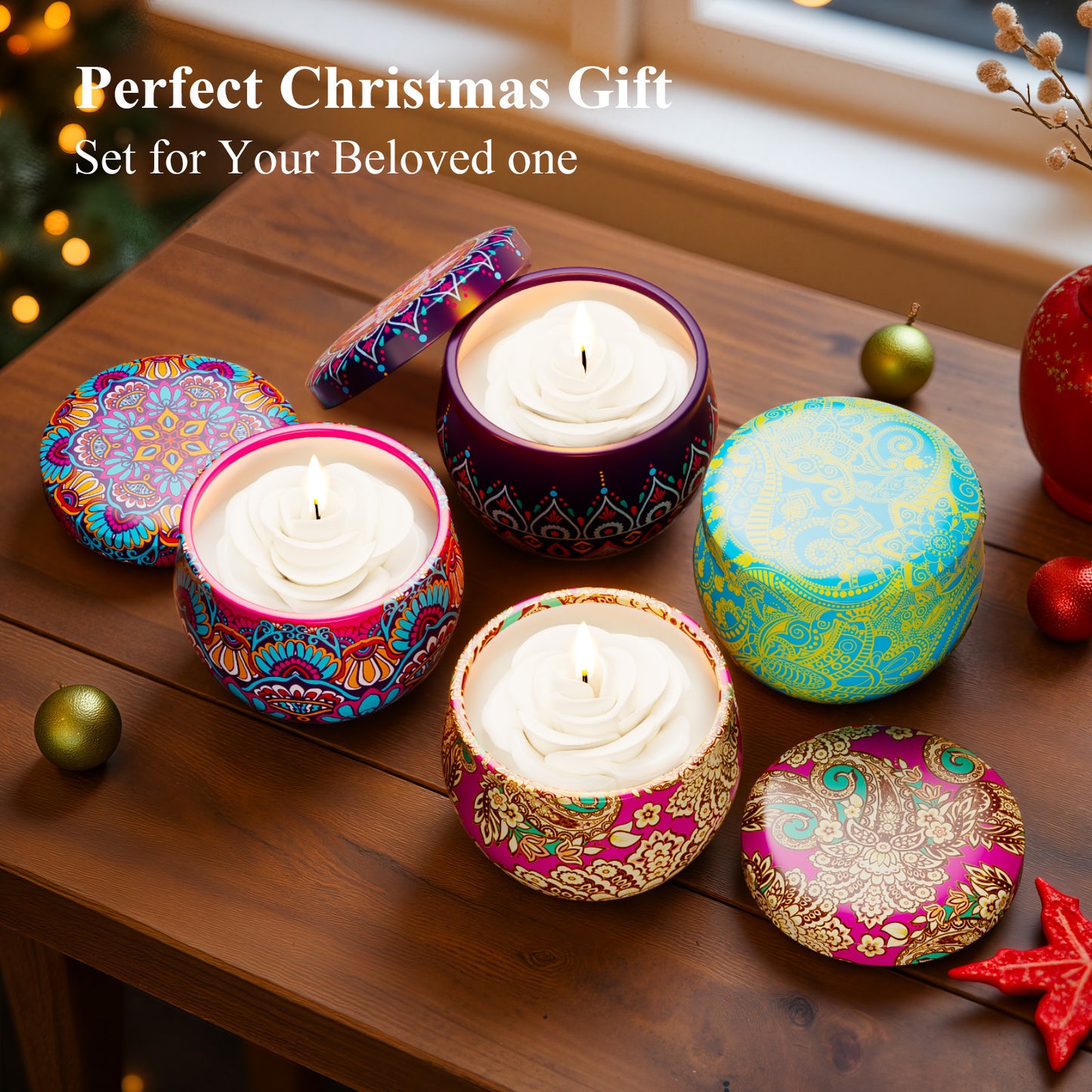 Noahstrong Scented Candles Gift Set for Women, 4 Pack Aromatherapy Candles for Home Scented Soy Wax Pillar Scented Candle 120H Burning Lavender Fragrance Candles Set for Stress Relief Birthday Mother