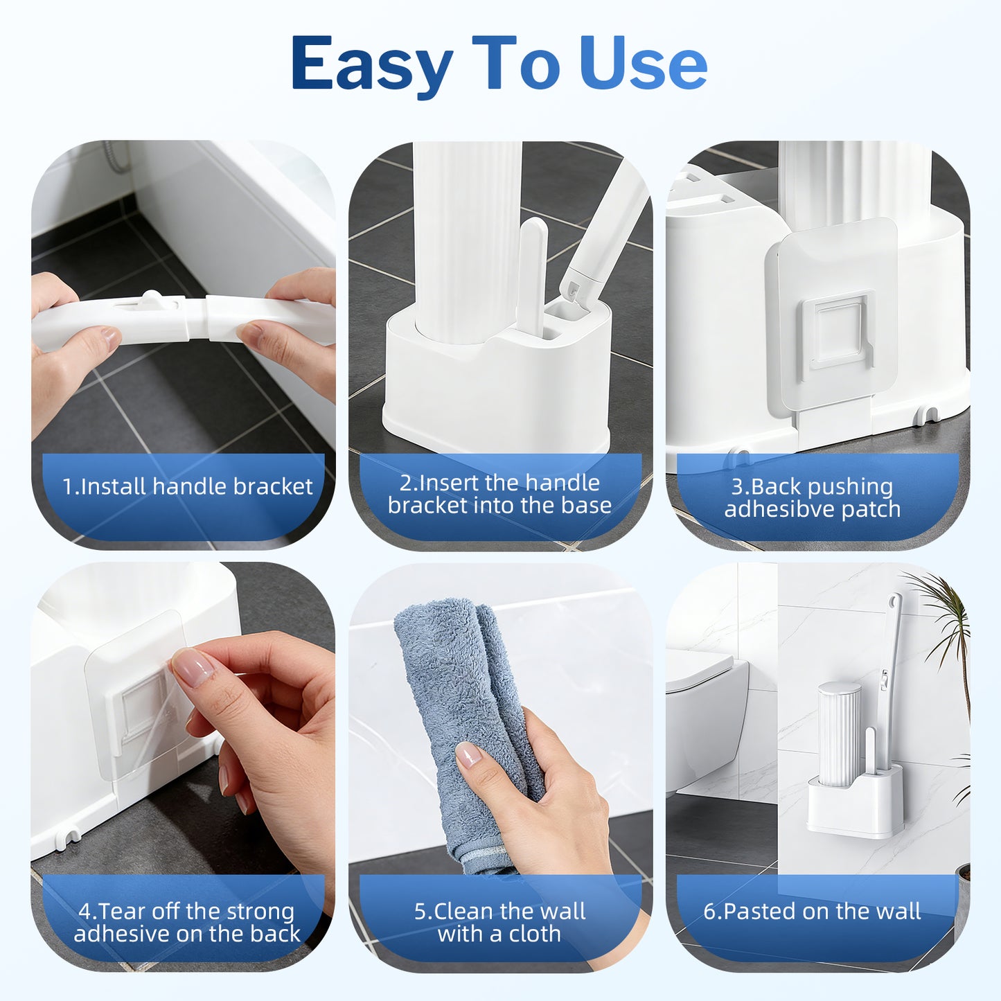 Skdwakiz Disposable Toilet Brush and Holder Set, Toilet Bowl Cleaner Wands with 40 Cleaner Refills & 1 Crevice Brush, White