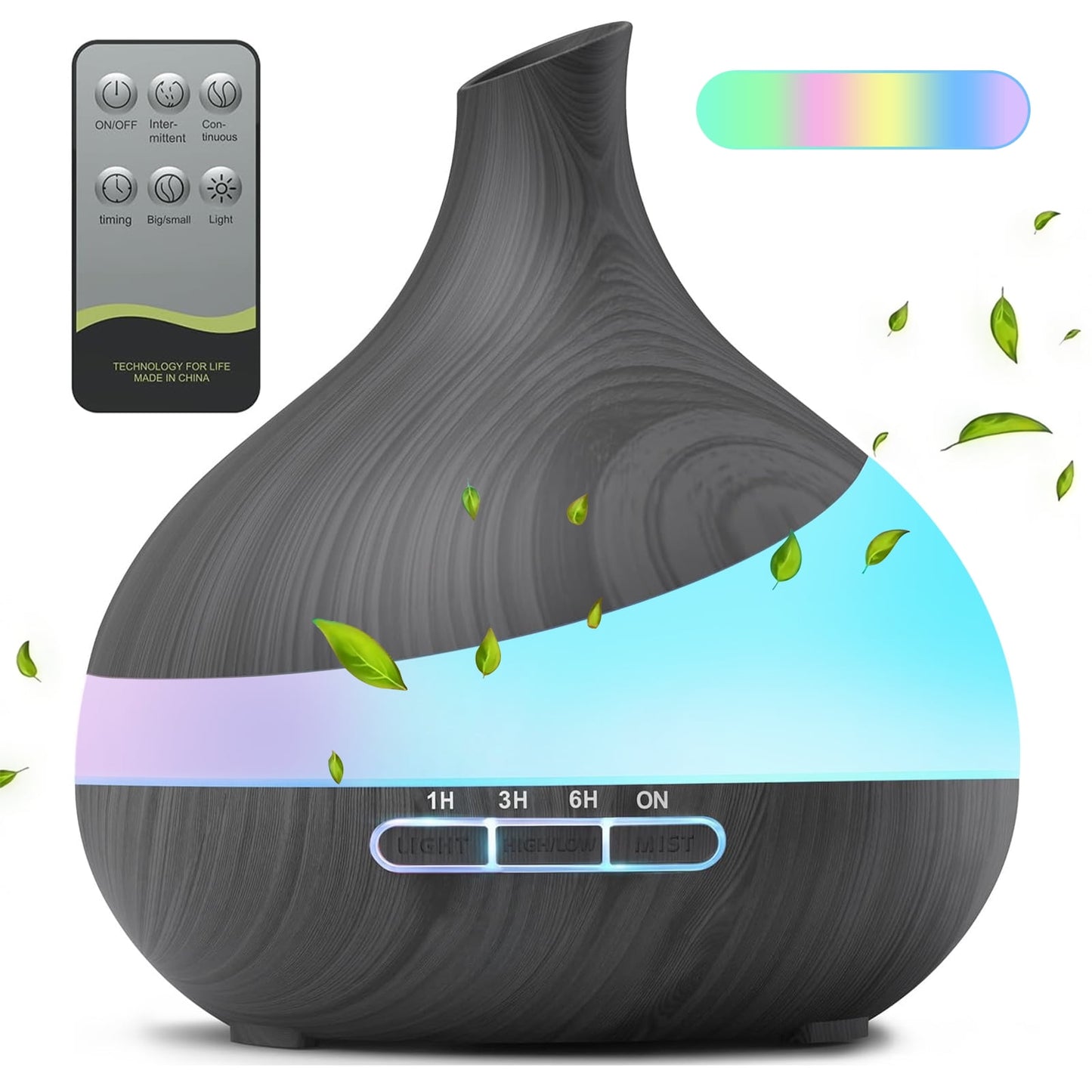 Noahstrong 550 ML Essential Oil Diffuser, Upgraded Aromatherapy Oil Diffuser for Large Room, Aroma Humidifier Oil Diffuser with Remote Control 4 Timer Setting Waterless 14 Color Lights Auto Shut-Off